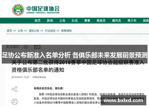 足协公布新准入名单分析 各俱乐部未来发展前景预测
